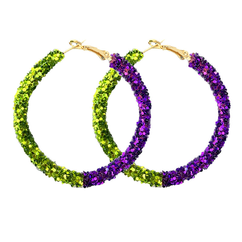 Wholesale Carnival Atmosphere, Multiple Materials, Glitter, Tassels, Bright Beads, Feather Earrings